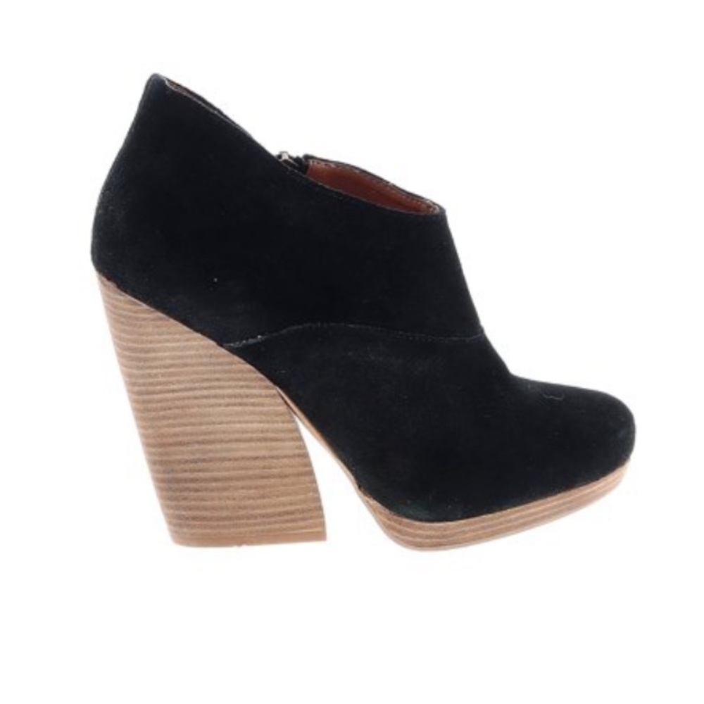 NWOT Suede Boots with Wooden Heel